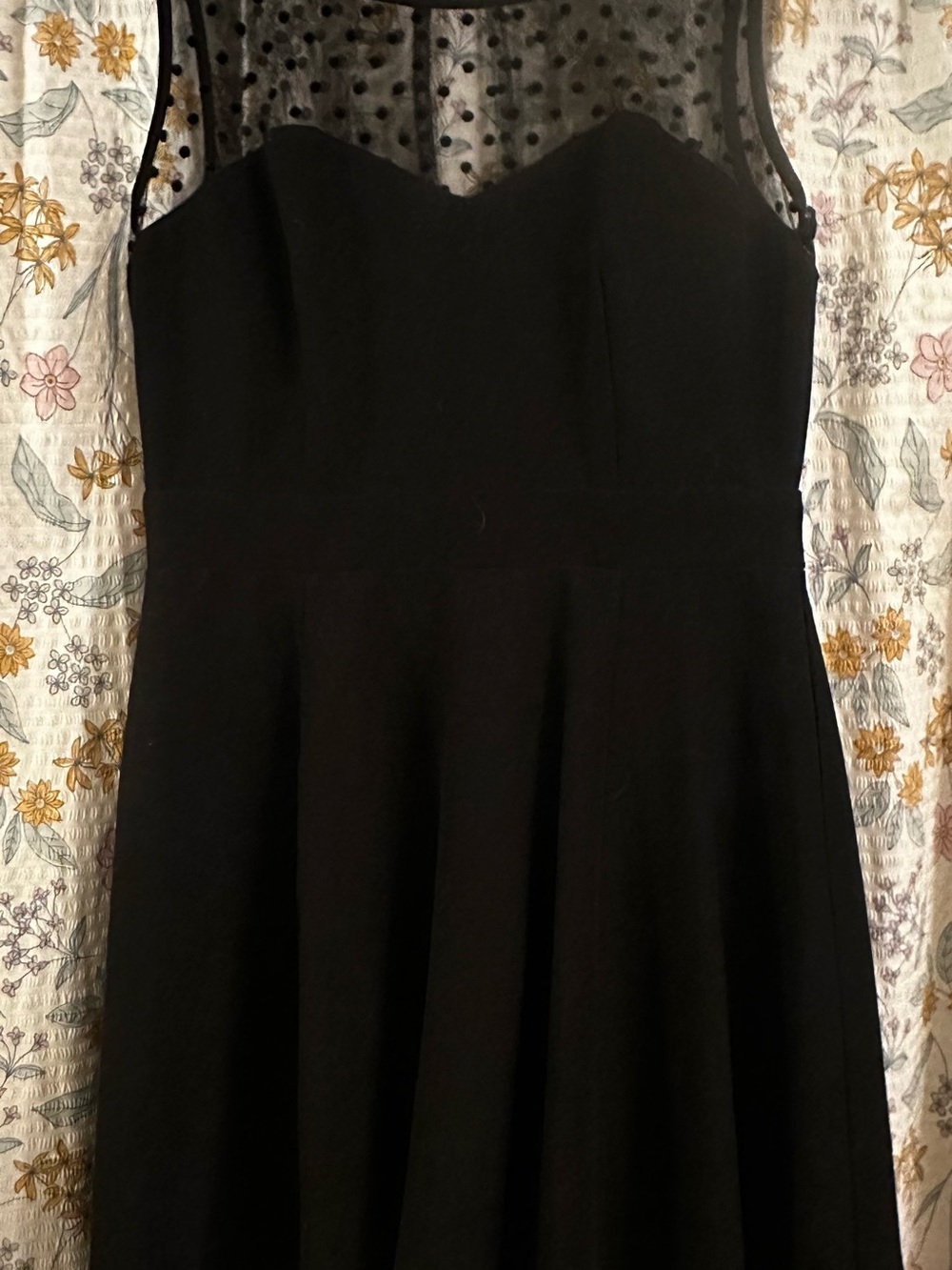 dELiA*s Black Strapless Fit-and-Flare Dress with Polka Mesh Yoke